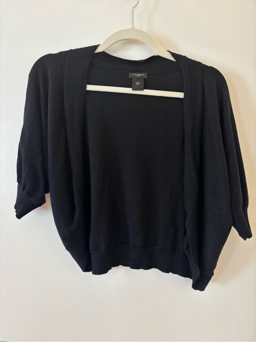 Ann Taylor Black Dolman Sleeve Open Cardigan Sweater M